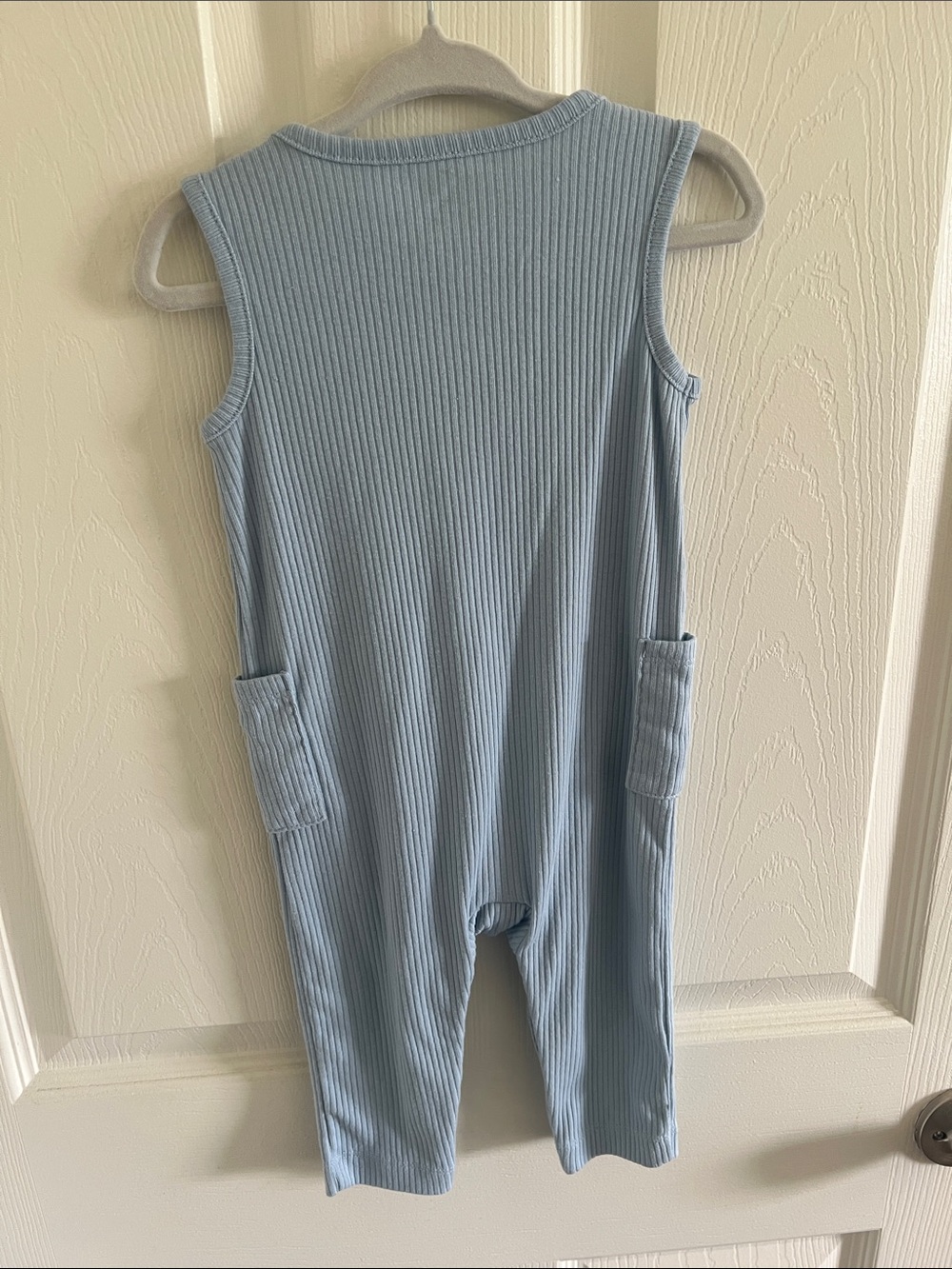 Carter's Baby Blue Ribbed Button-Front Sleeveless Romper - Picture 2 of 2